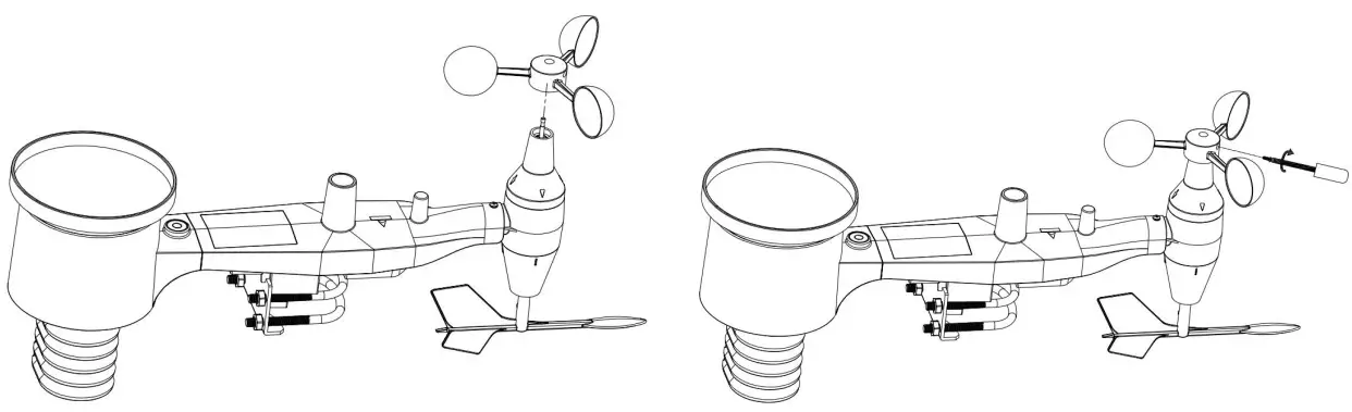 Wind speed cup installation