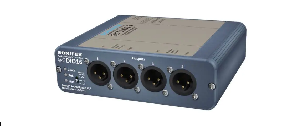 Sonifex Avn-dio16 Dante To 4 Analogue Xlr Outputs User Manual