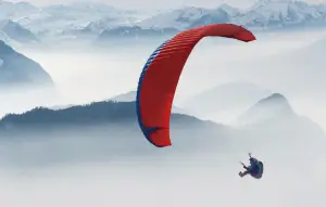 a parachute is flying in the air