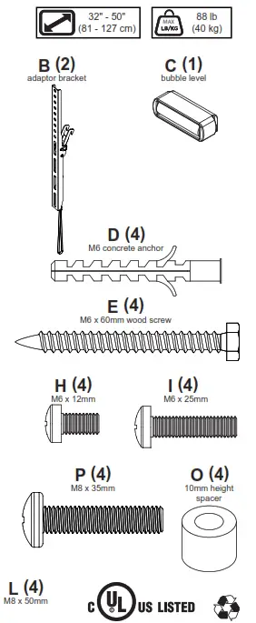 peerless AV TVFT650 TV Wall Mount - Fig 1