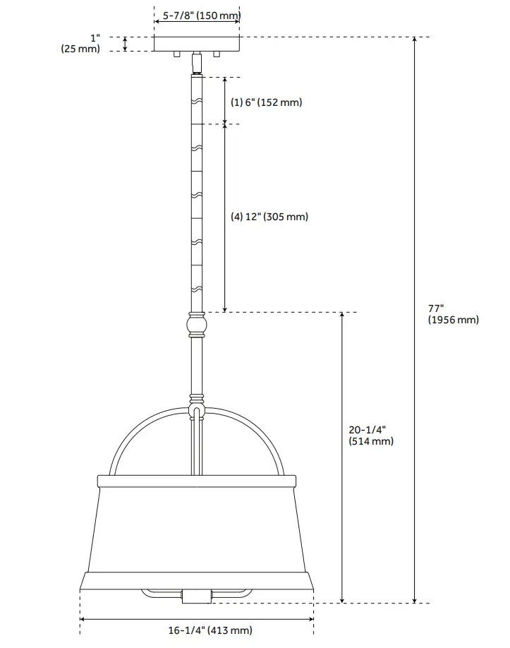 PARK HARBOR 453857 Teesdale Amber or Matte Black 4 Light Pendant Light - parts