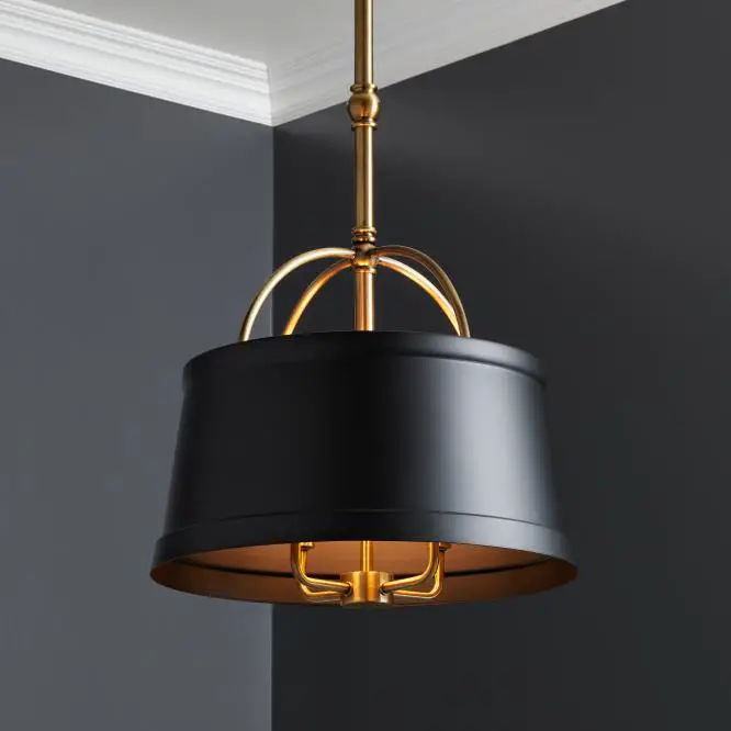 PARK HARBOR 453857 Teesdale Amber or Matte Black 4 Light Pendant Light