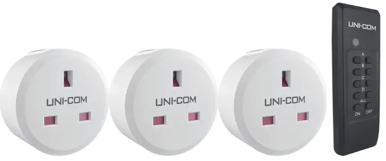 UNI-COM 67443 Remote Control Sockets 3 Pack