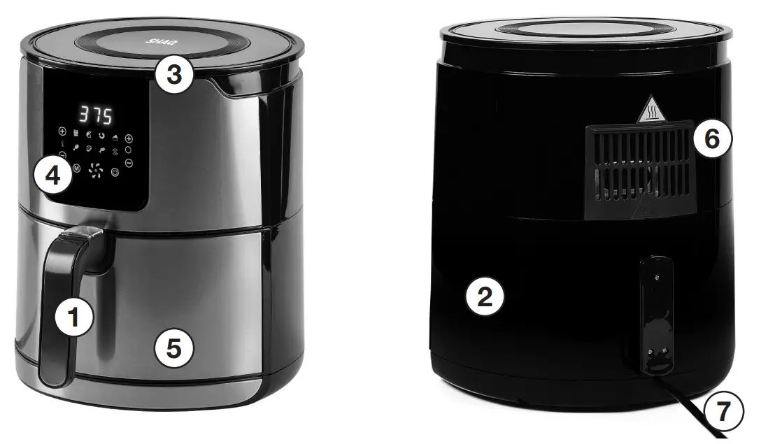 SHAQ GLA-502 6 qt 1700W Stainless Steel Digital Air Fryer - figure 1