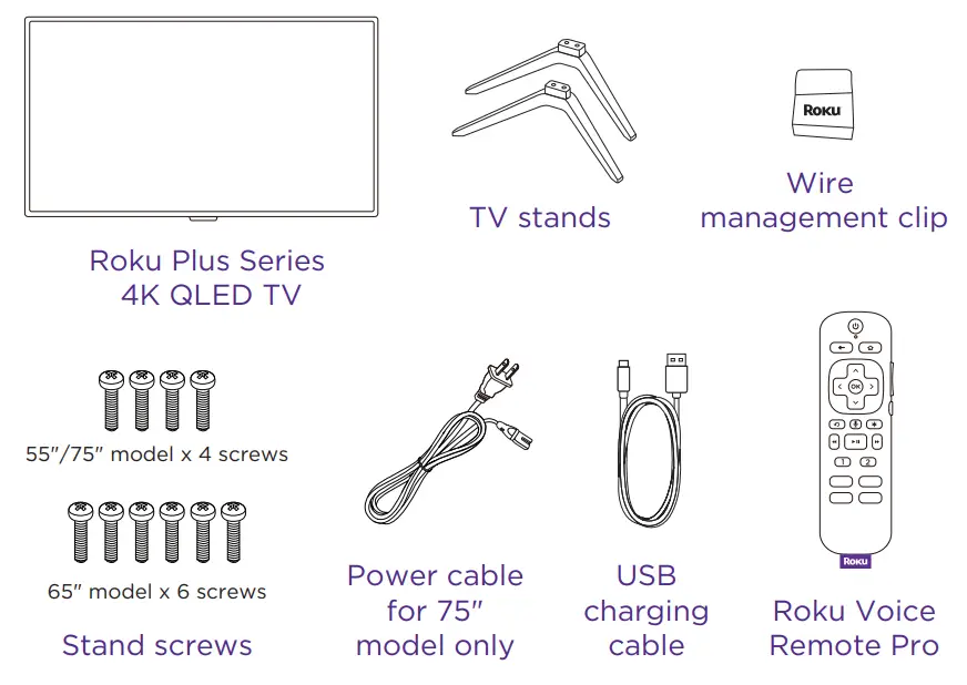 Roku Plus Series 55 Inch Class QLED 4K Smart TV - package