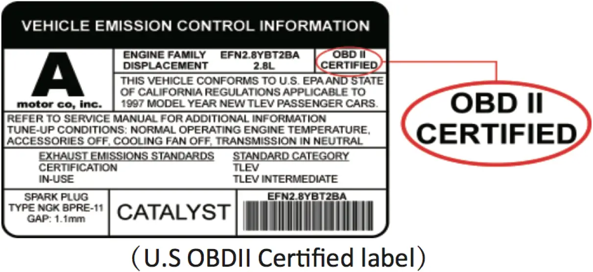 OBDII Certified Label