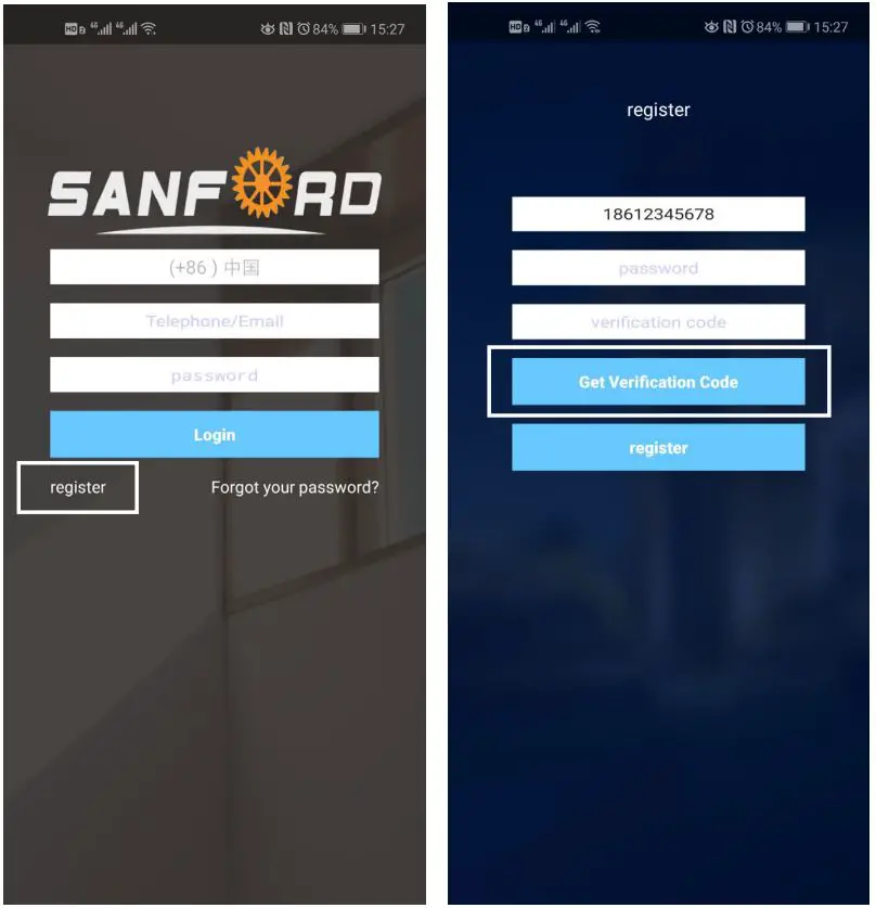 TOPENS TC186 WiFi Surveillance Built-in Relay Switch Camera User Manual - Open the APP and then click “register” to register a user account