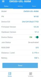 Milesight EM500 Series Environment Monitoring Sensor - data of sensor