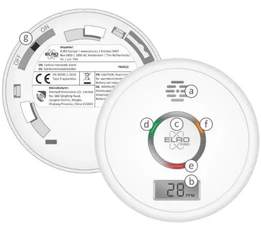 ELRO PK4910 Carbon Monoxide Alarm Instruction Manual - Contents of the package