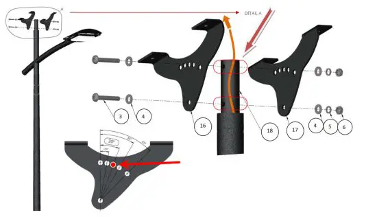 FONROCHE Lighting FLV4 Simple Bracket Solar Street Light - base support