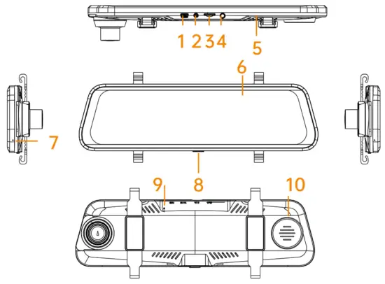 TOGUARD RM03 Touch Screen Streaming Video Rear View Mirror -Button