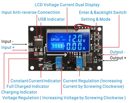 Drok 200572 DC Adjustable Boost Converter Module