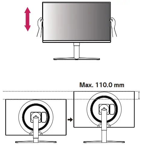 LG UltraGear Gaming MonitoAdjusting the Stand Heigh
