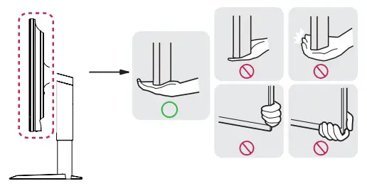 LG UltraGear Gaming Monitor Press ttom and side of t