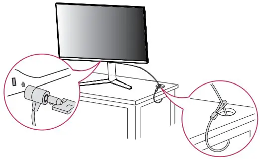 LG UltraGear Gaming Monitor using the Kensington