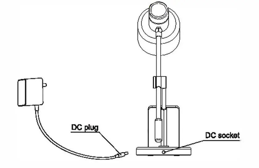 Shenzhen Hope Valley Electronics H-L01 Table Lamp - Take out the lamp and ac饵ssories from the package, insert the DC plug of the adapter into the DC socket of the lamp base