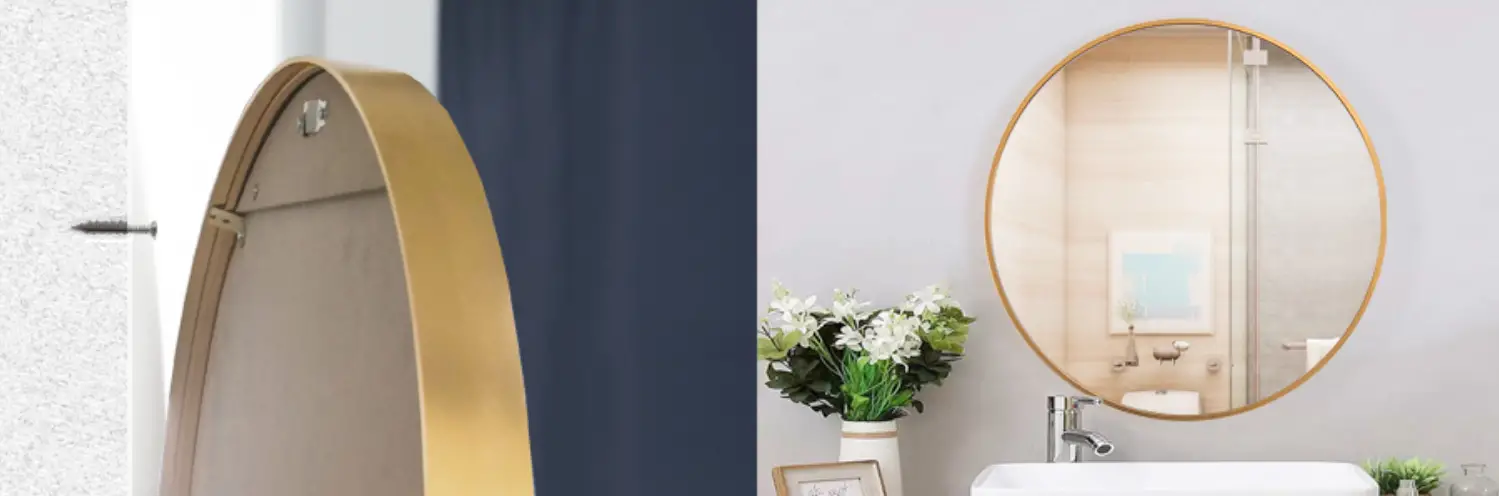 Nestfair LYJ36581 Round Framed Wall Bathroom Vanity Mirror