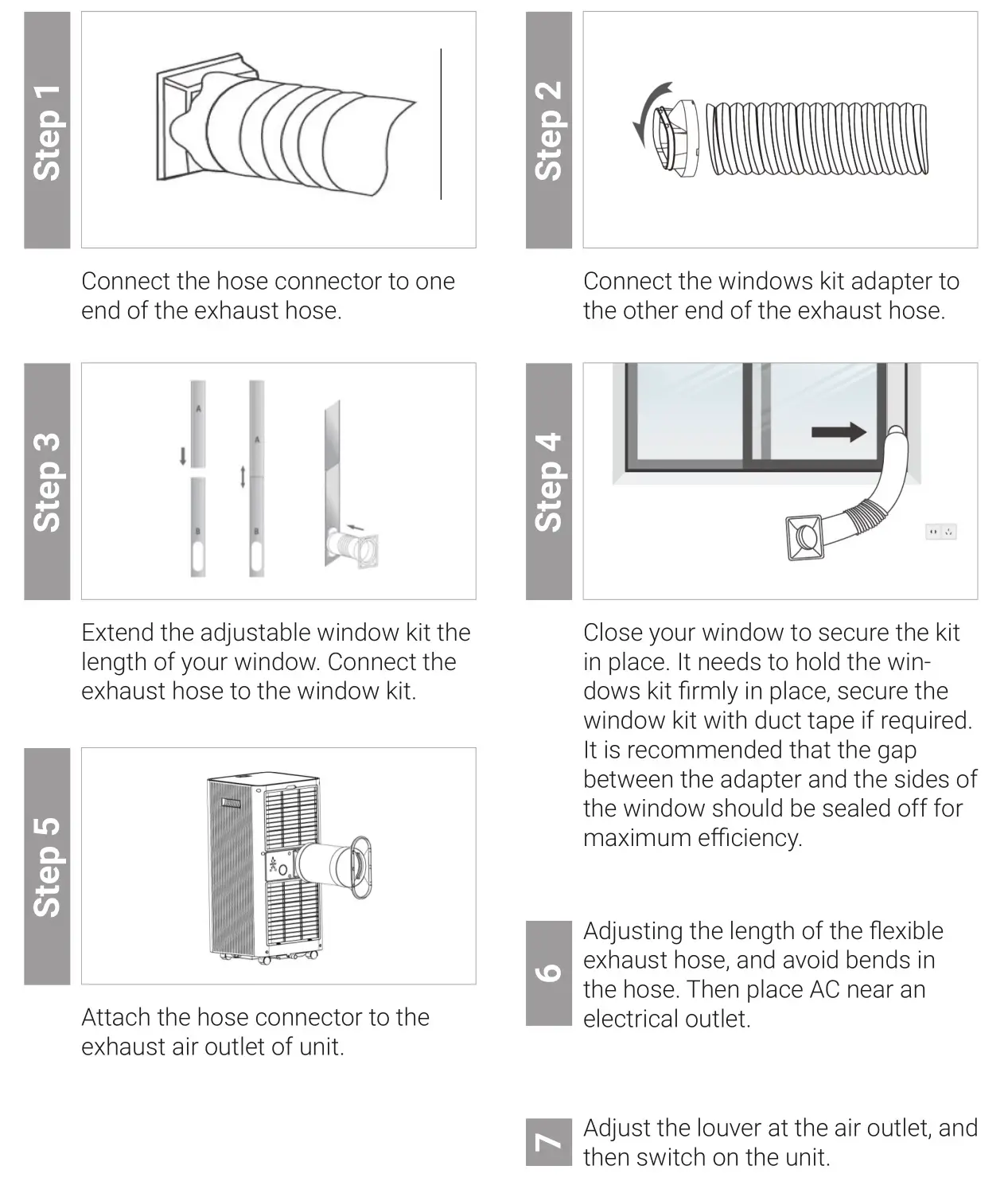 BluMill OL-BKY20-A010K Portable Air Conditioner - ATTACH THE EXHAUST HOSE