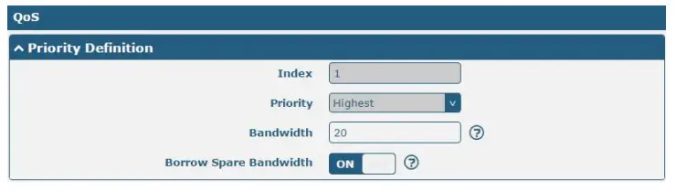 QoS robustel App - Network par 2