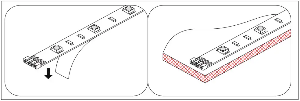 stadium LED Multicolour USB Strip Lighting - ADHERING TO A SURFACE