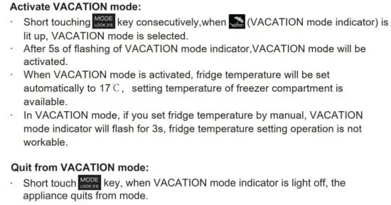 FIG 23 VACATION mode
