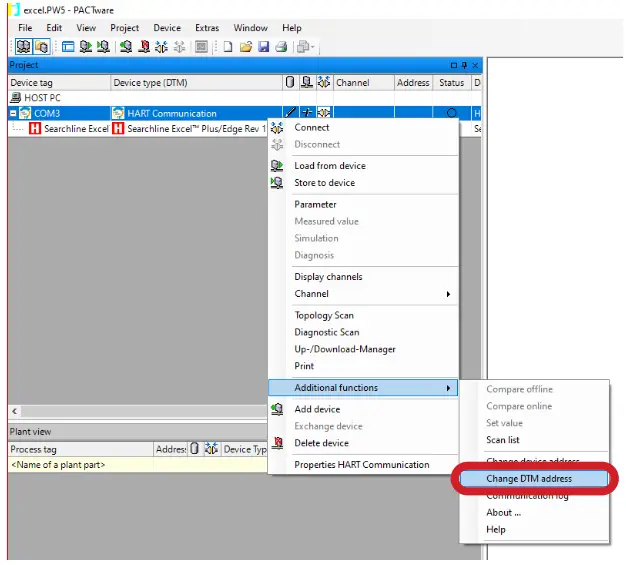 Honeywell Searchline Excel Plus Device Type Manager - Change DTM address