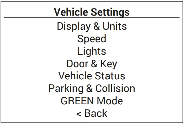 Vehicle Settings