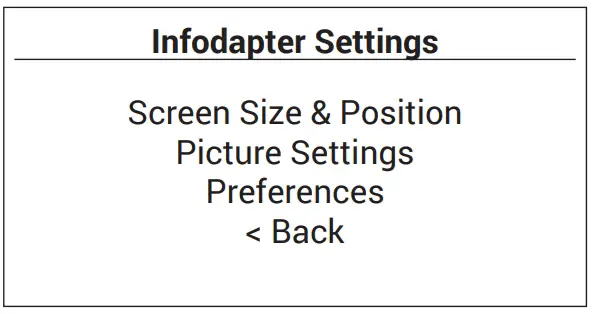 Infodapter Settings
