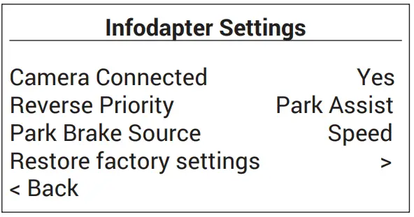 Infodapter Settings