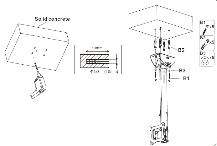 av-link TC602 Ceiling Mount TV Bracket 4