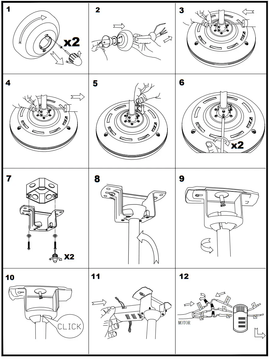 Parrot Uncle F4601WHQ Broxburne 46 Inch LED Indoor Downrod Mount Retractable Ceiling Fan - Figure 2