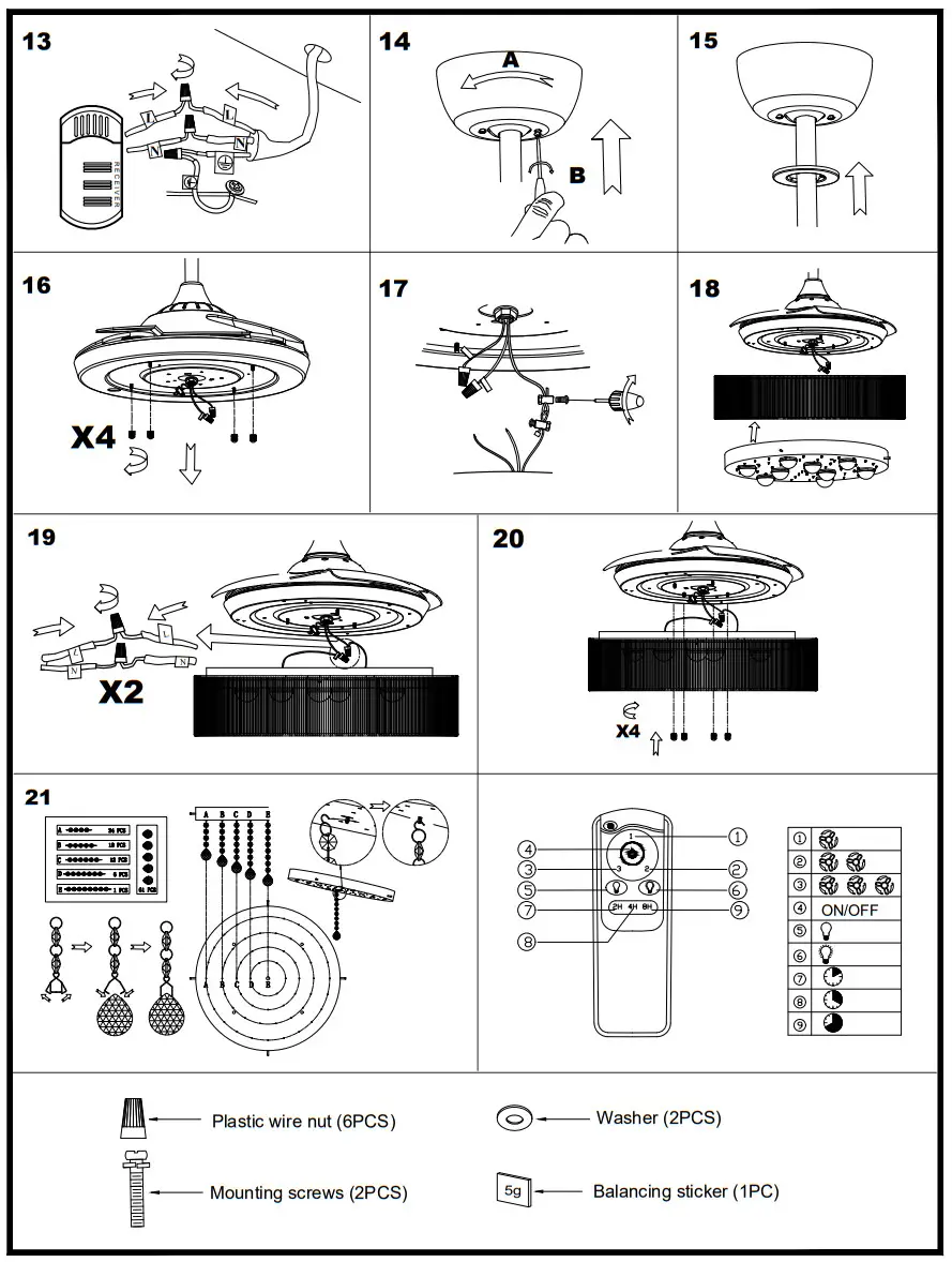 Parrot Uncle F4601WHQ Broxburne 46 Inch LED Indoor Downrod Mount Retractable Ceiling Fan - Figure 3