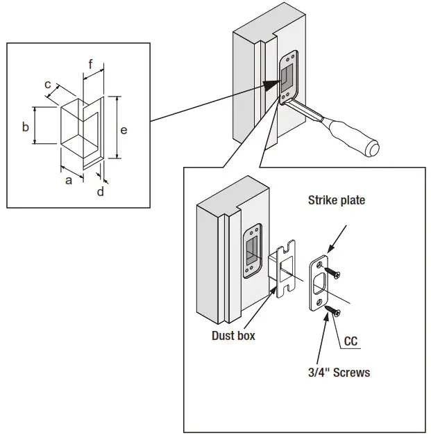 Feikeer G00 KPDA619A XP Electronic Keypad Keyed Deadbolt - Prepare the door jamb