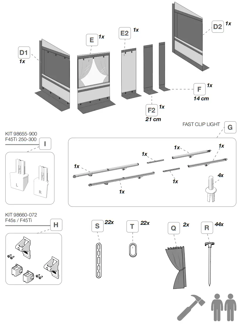 FIAMMA F45S 260 Privacy Room Light 260 Van To Fit To-fig1