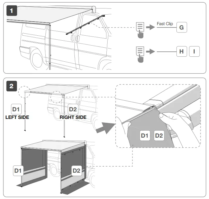 FIAMMA F45S 260 Privacy Room Light 260 Van To Fit To-fig3