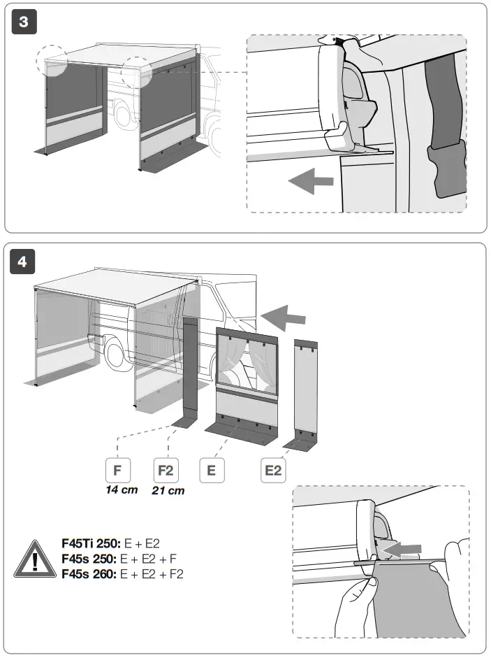 FIAMMA F45S 260 Privacy Room Light 260 Van To Fit To-fig4
