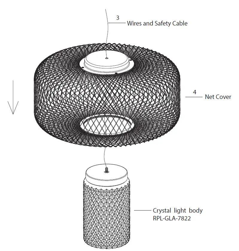 SCHONBEK S7822-18H Kodo 22 Inch Wide LED Cage Pendant 2