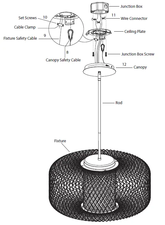 SCHONBEK S7822-18H Kodo 22 Inch Wide LED Cage Pendant 4