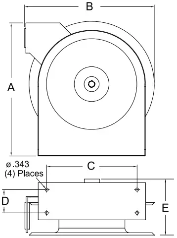 REELCRAFT 5400 OLP Series 5000 Spring Driven Hose Reels - Dimensions