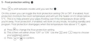 FIG 21 Frost protection setting