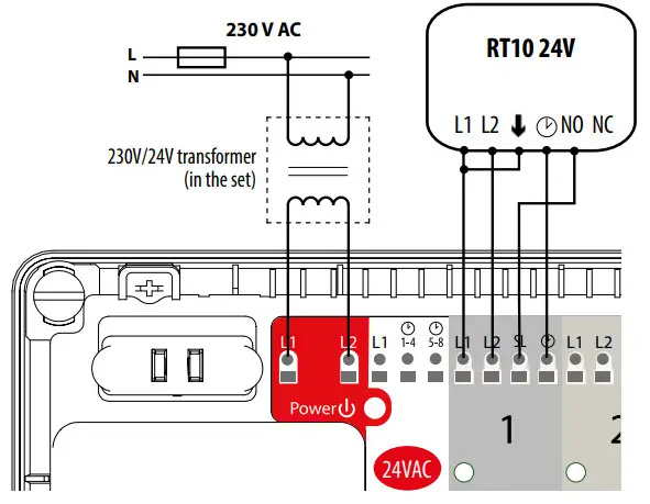 SALUS Wiring Centre 24V 8-Zones KL08NSB- NSB function use