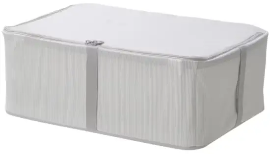 IKEA HEMMAFIXARE Storage Case Fabric Striped White-Grey