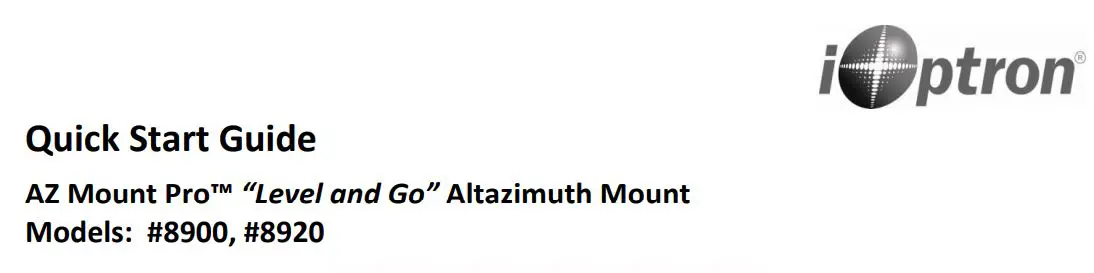 iOptron AZ Mount Pro Level and Go Altazimuth Mount