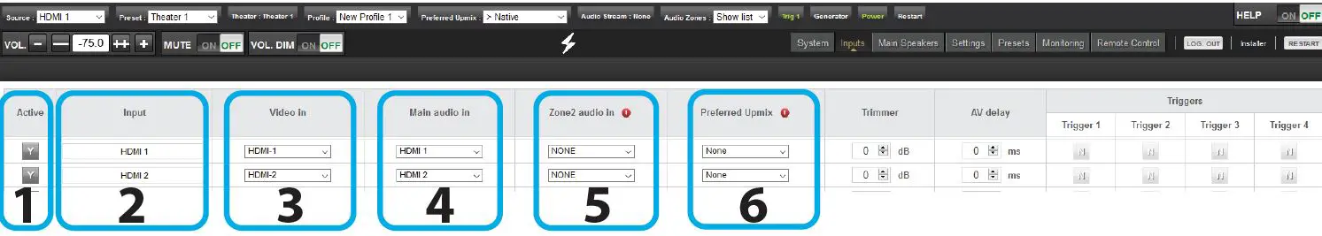 INPUTS CONFIGURATION