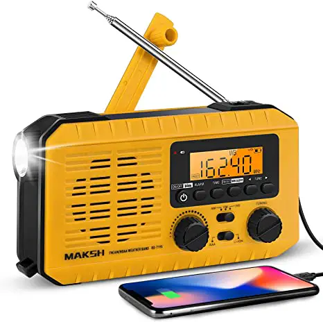 MAKSH-Emergency-Radio-5-Way-Powered-NOAA-Solar-Hand-Crank-Weather-Radio