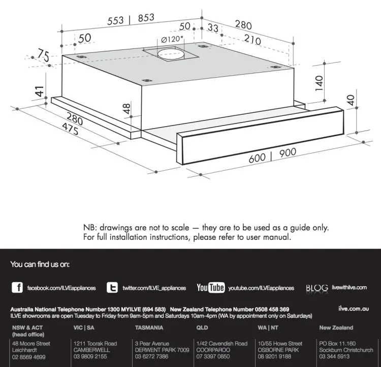 ILVE 60cm 90cm Slideout rangehood - Dimension, Social Media, Location & Contact Info