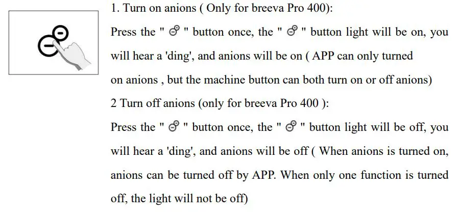 TCL Breeva Pro 400 Premium Air Purifier Instruction Manual - Anions