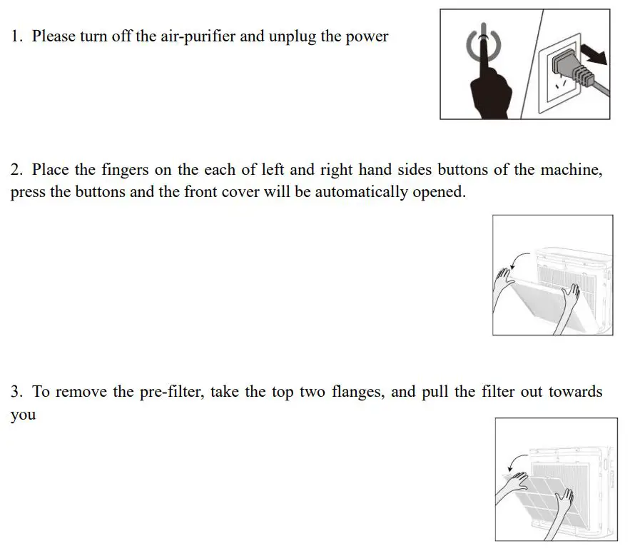 TCL Breeva Pro 400 Premium Air Purifier Instruction Manual - How to clean the filter