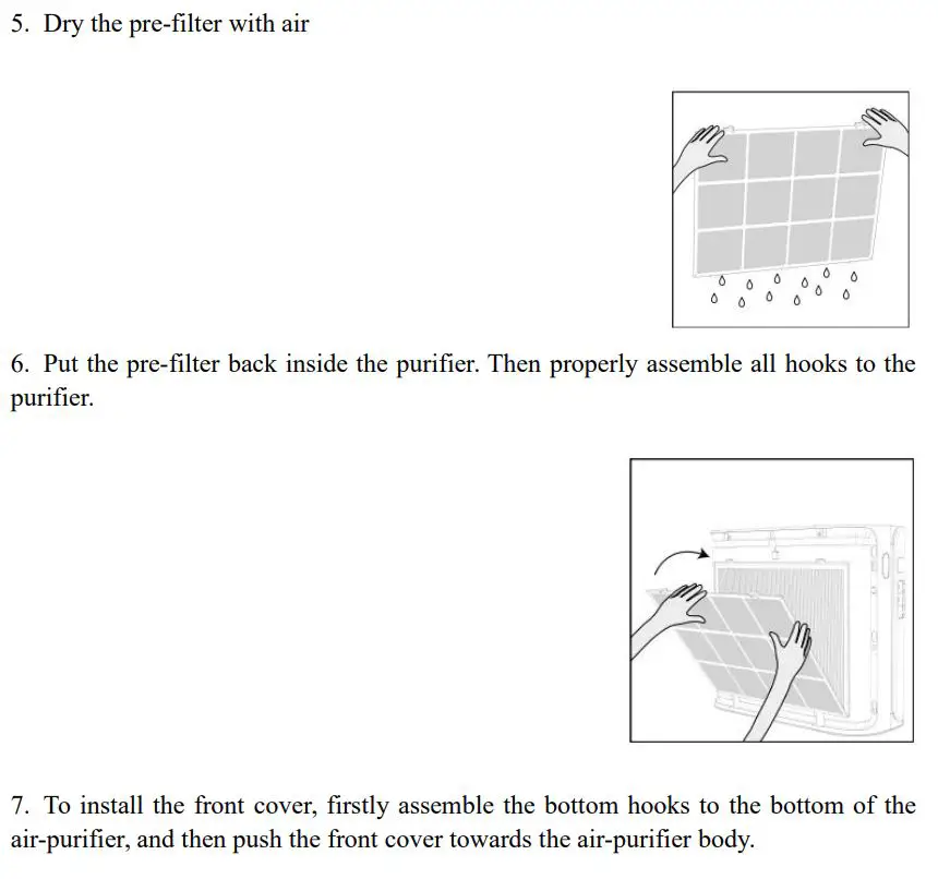 TCL Breeva Pro 400 Premium Air Purifier Instruction Manual - How to clean the filter