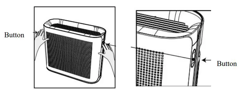 TCL Breeva Pro 400 Premium Air Purifier Instruction Manual - Place the fingers on the each of left and right hand sides buttons